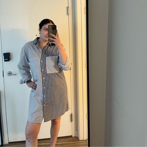 A&F Button down shirt dress pinstripes